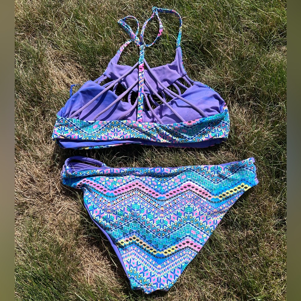 Neon Color Geometric Patterned Bikini - Picture 2 of 2